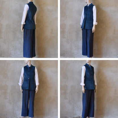 Ladies Longer Length Waistcoat in Teal Corduroy