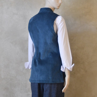 Ladies Longer Length Waistcoat in Teal Corduroy