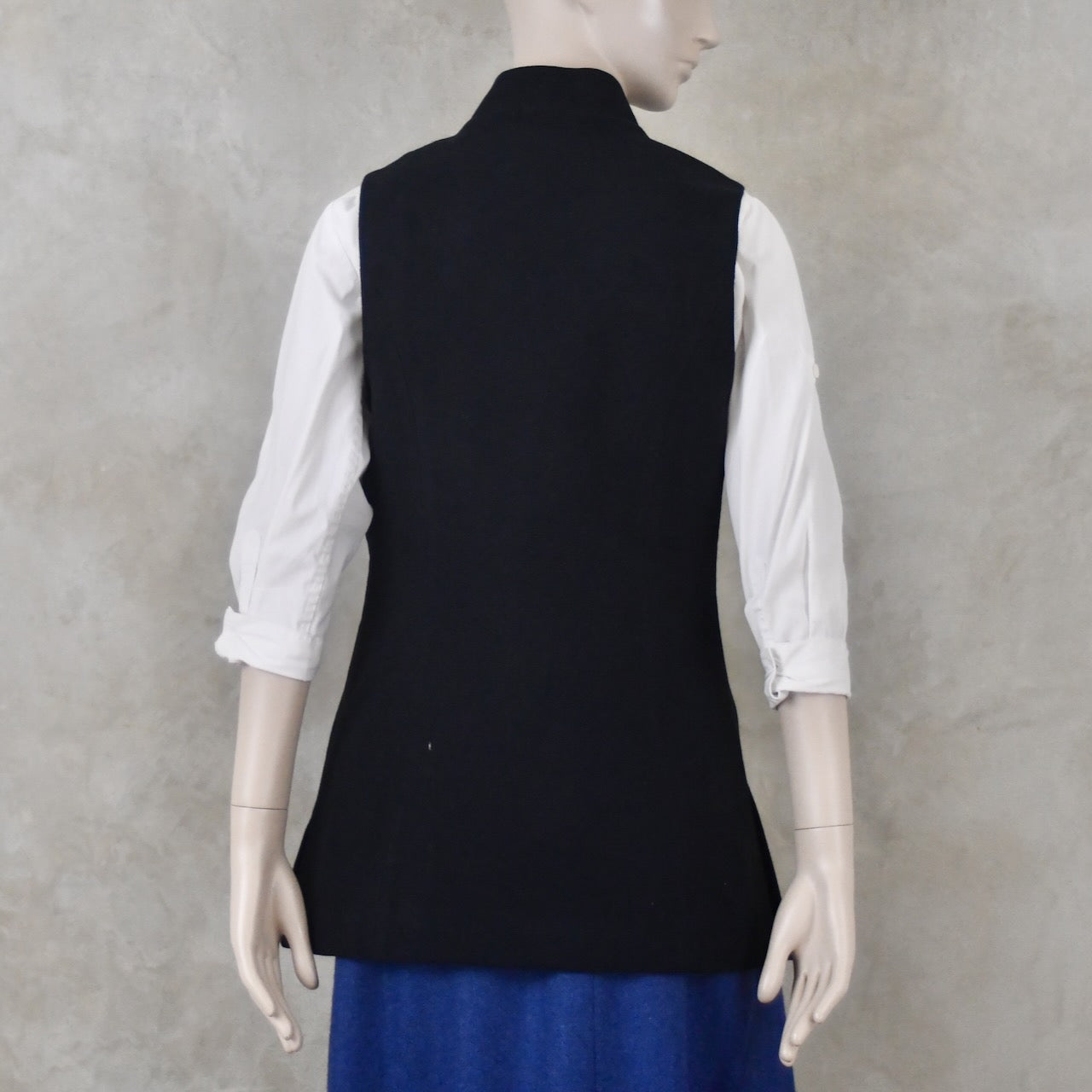 Ladies Longer Length Waistcoat in Navy Moleskin