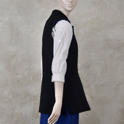 Ladies Longer Length Waistcoat in Navy Moleskin