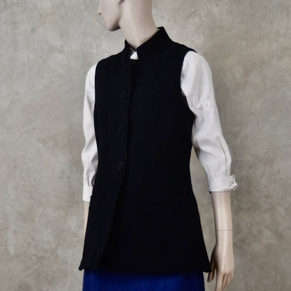 Ladies Longer Length Waistcoat in Navy Moleskin