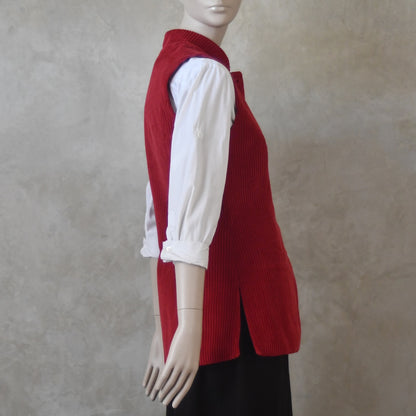 6 – Ladies Longer Length Waistcoat in Claret Corduroy