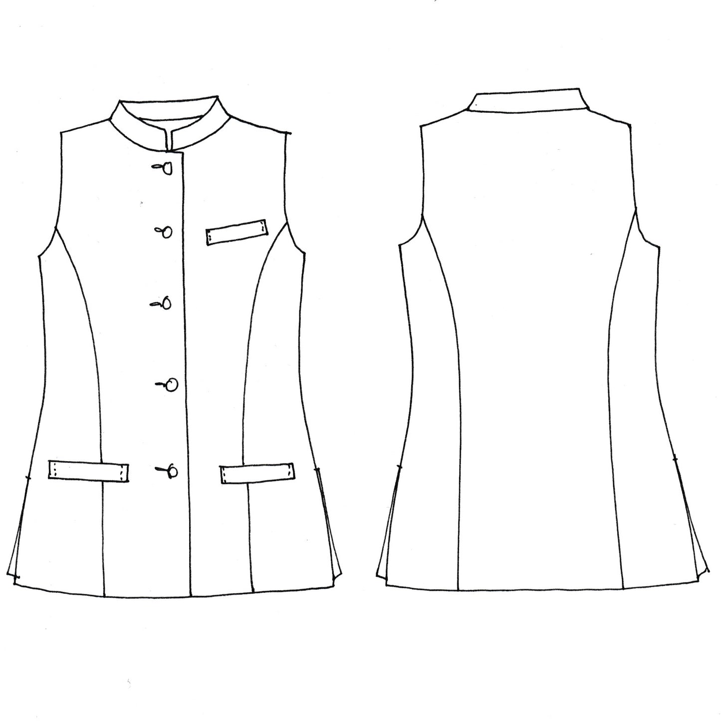 Ladies Longer Length Waistcoat in Camel Check Lovat Tweed