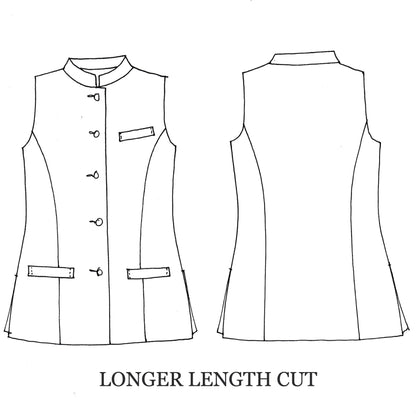 Ladies Longer Length Waistcoat in Teal Corduroy