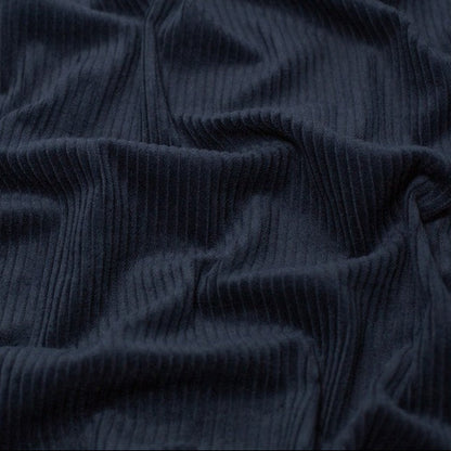 Fabric Detail on Navy Corduroy Nehru Style Gilet.