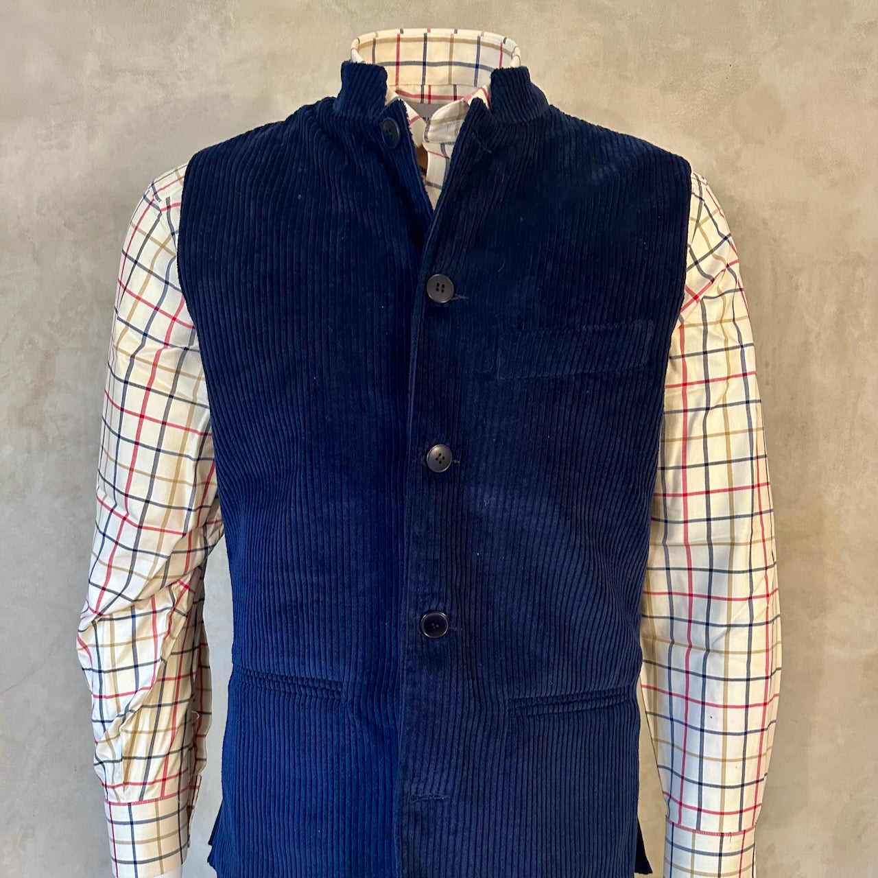 Tailored Cut Waistcoat in Navy Corduroy