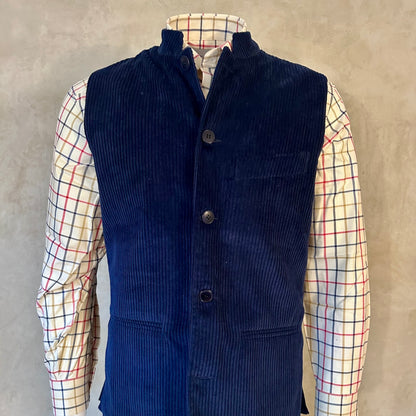 Tailored Cut Waistcoat in Navy Corduroy