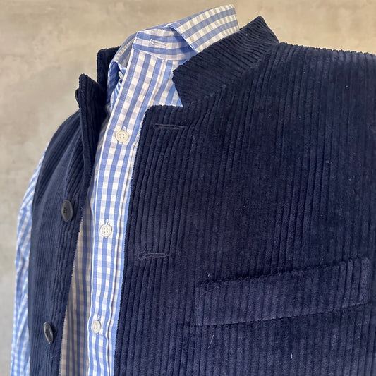 Classic Cut Waistcoat in Navy Corduroy