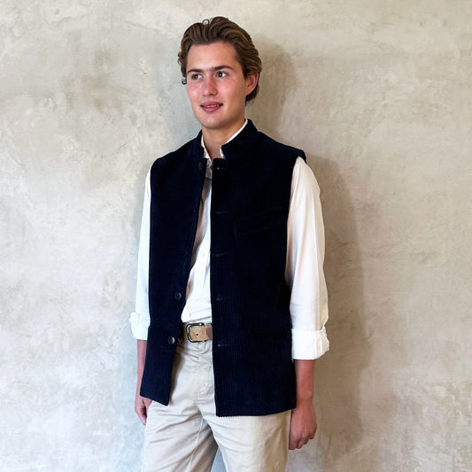 46" Tailored Cut Waistcoat in Navy Corduroy