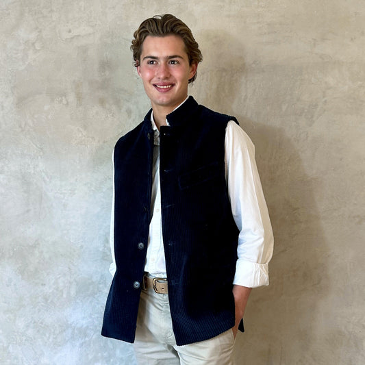 50" Tailored Cut Waistcoat in Navy Corduroy
