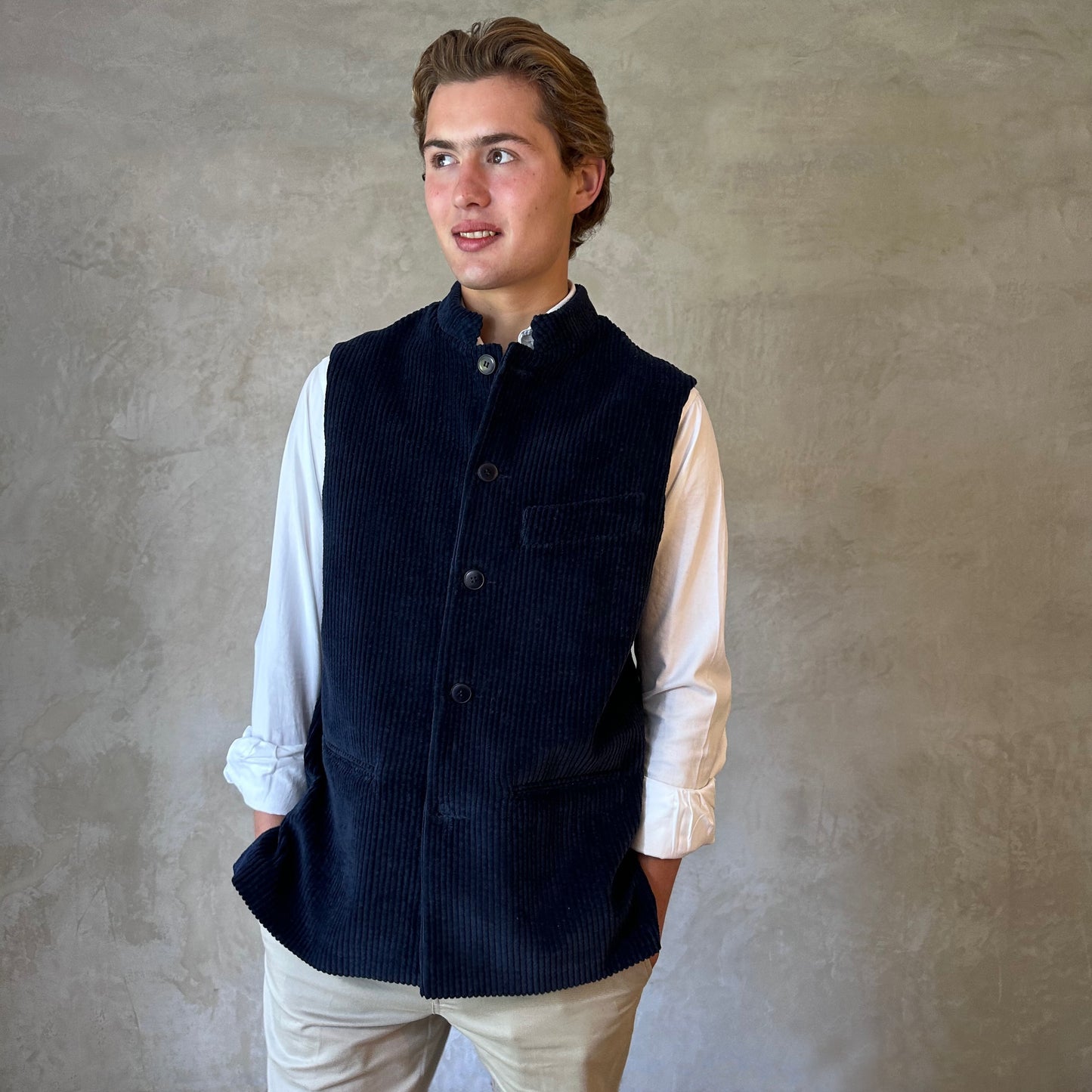 42" Classic Cut Waistcoat in Navy Corduroy