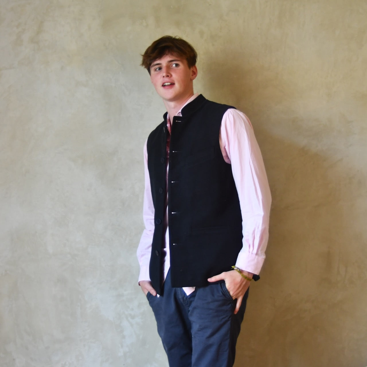 Classic Cut Waistcoat in Dark Navy Moleskin