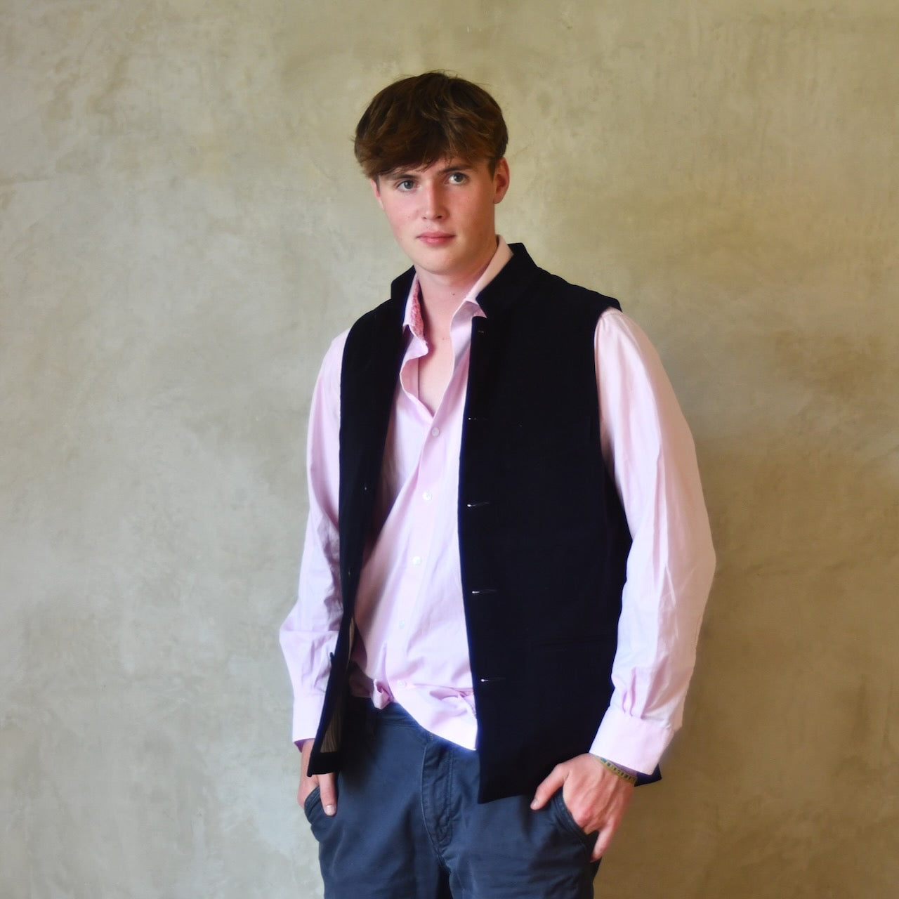 Classic Cut Waistcoat in Dark Navy Moleskin