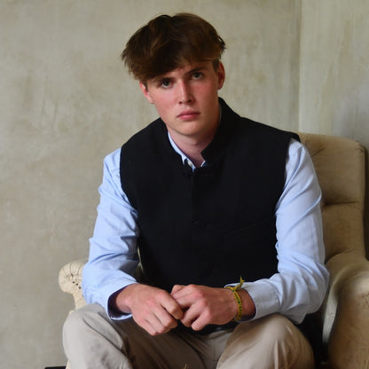 Classic Cut Waistcoat in Dark Navy Moleskin