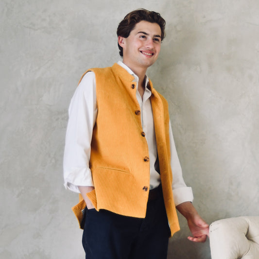 52" Classic Cut Waistcoat in Ochre Corduroy