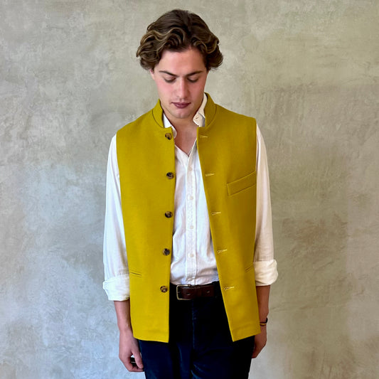 38" Classic Cut Waistcoat in Princess of Wales Gold Merino