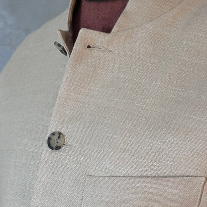 Tailored Cut Waistcoat in Pale Sand Silk Matka