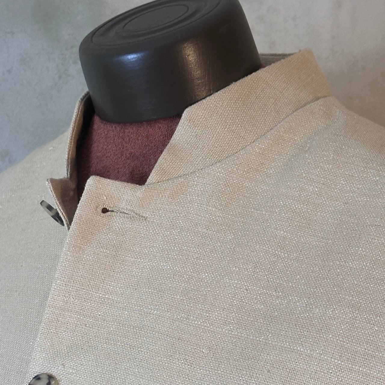 Tailored Cut Waistcoat in Pale Sand Silk Matka