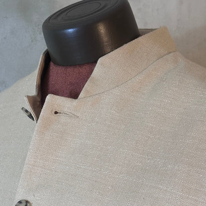 Tailored Cut Waistcoat in Pale Sand Silk Matka