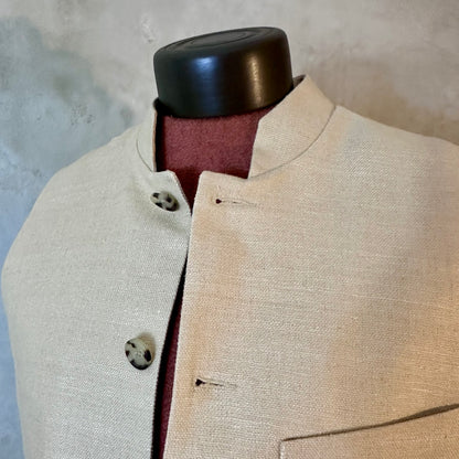 Tailored Cut Waistcoat in Pale Sand Silk Matka