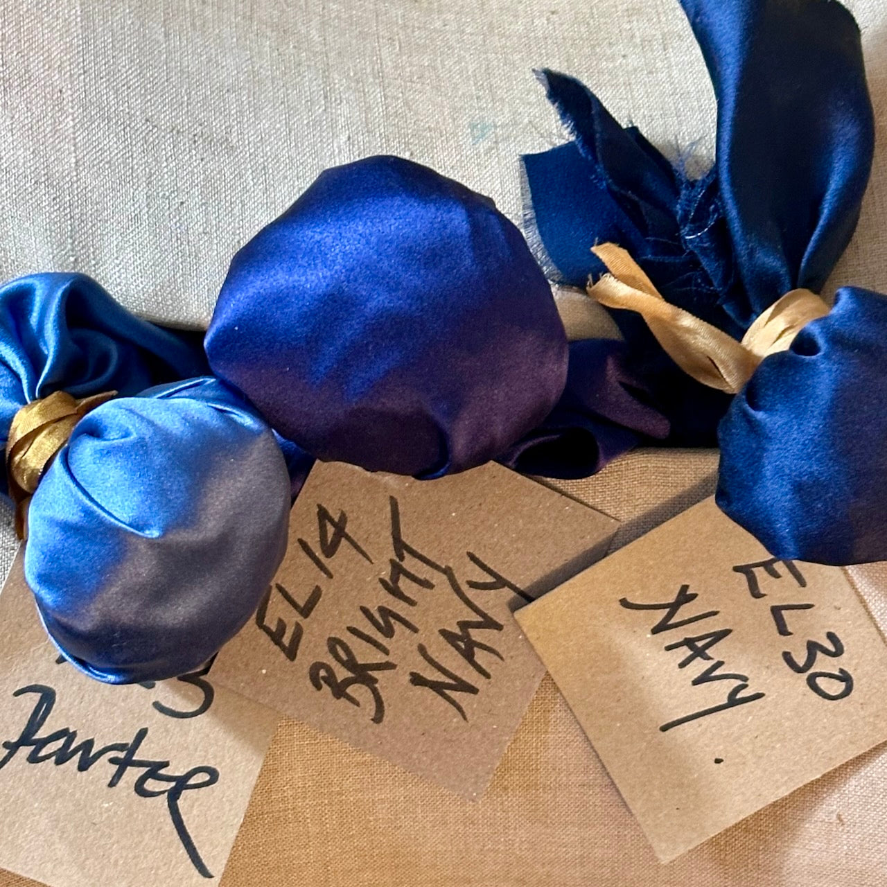 Pure Silk Linings in Darker Blue Shades for Bespoke  Weskit gilets. Handmade in London.