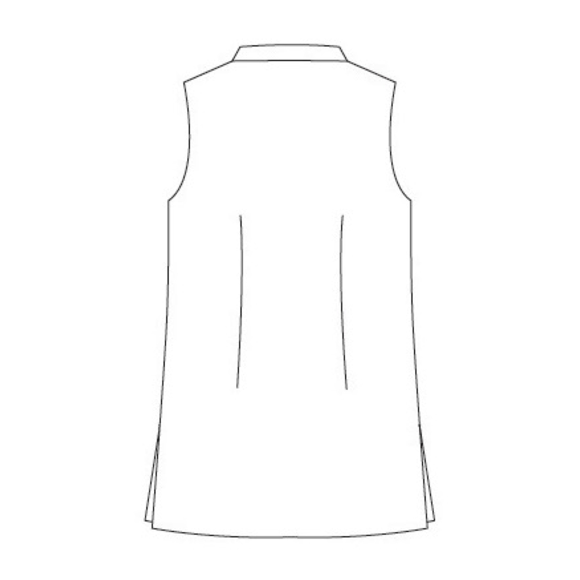 Sketch for Bespoke Tailored Cut Nehru Gilet with Nehru Collar. Back View. Made by Hand in London.