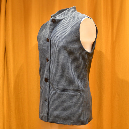 Tailored Cut Waistcoat in Teal Blue Corduroy