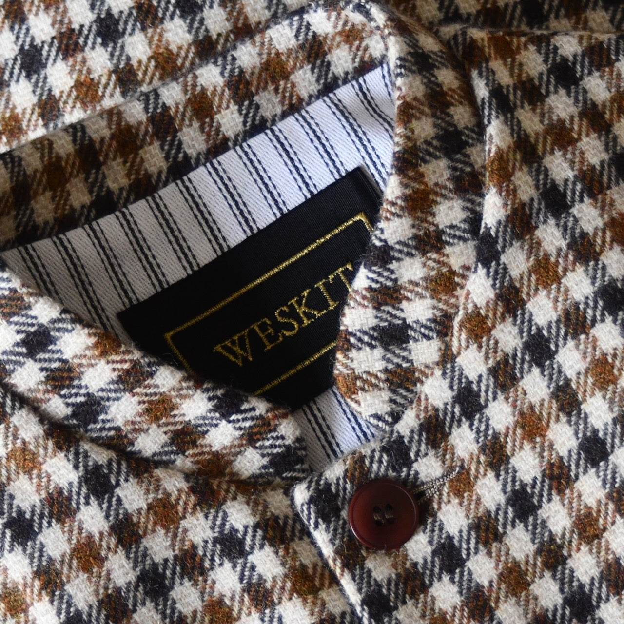 Classic Cut Waistcoat in Fox Brothers Navy and Tan Gunclub Check Tweed